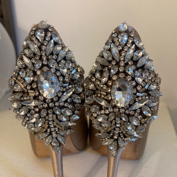Badgley Mischka jewel back rhinestone heels - Picture 2 of 10